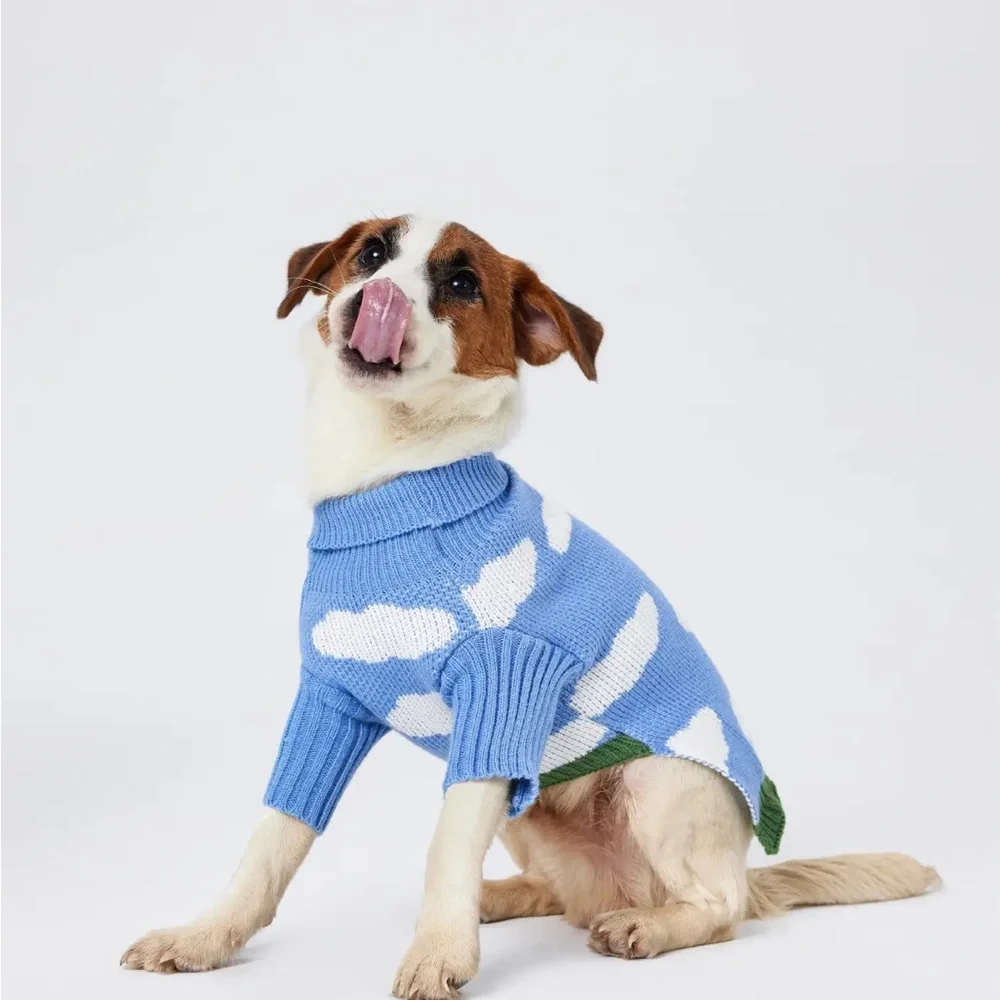 Cider Sky Blue and White Cat Sweater
